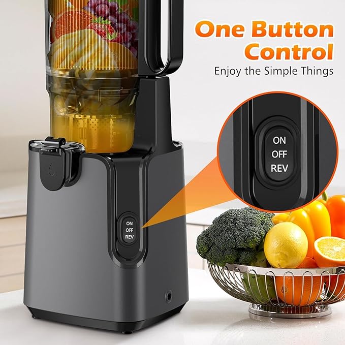Juicer Machines with 5.4" Large Feed Chute, 400W Cold Press Juicer for Whole Vegetables and Fruits, Slow Masticating juicer Easy to Clean Juice Extractor Machine High Juice Yield(Titanium Gray)-Ruum Studio Home