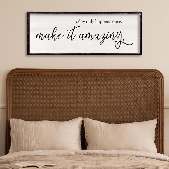Today Only Happens Once Make It Amazing Framed Wall Art, 32''×12'' Rustic Religious Christian Lords Prayer Sign for God Jesus Christ Prayer, Horizontal Holy Inspirational Catholic Scripture Decor-Ruum Studio Home