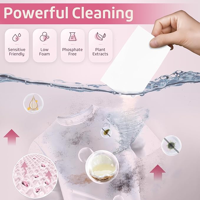 Poesie Laundry Detergent Sheet Berry Burst Scent 160 Sheets No Plastic Jugs No Messy Liquid Powder Camping Travel RV Trip Laundry Cleaning Sheet for Hand Wash Machine Wash-Ruum Studio Home