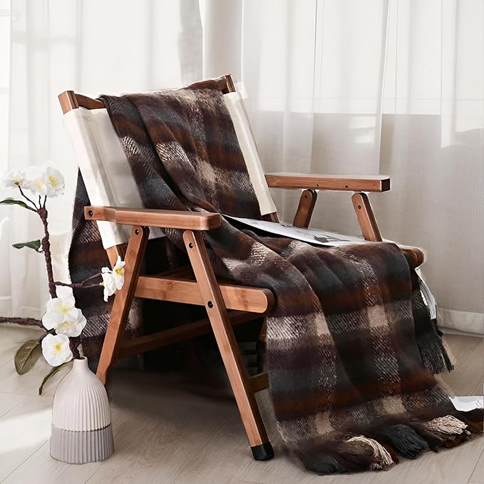 ZonLi Brown Throw Blanket, 50" x 60" Fall Decorative Classic Blankets with Tassel for Couch, Bed, Sofa, Chair, Outdoor, Cozy Warm Lightweight Blankets (Brown)-Ruum Studio Home