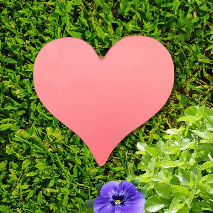 Comfy Hour Rustic Style Collection Cast Iron Garden Stepping Stone - Heart, Pink-Ruum Studio Home