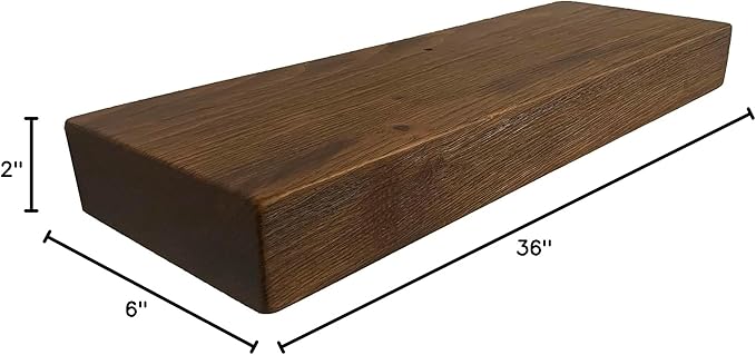 joelsantiques 36 Inch Wooden Floating Shelves for Wall - 36x6x2 in - Made of Natural Wood - Long Heavy Duty Rustic Wall Shelves for Bedroom - Perfect for Living Room, Kitchen - Medium Brown-Ruum Studio Home