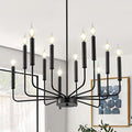 Modern Black Farmhouse Chandeliers, 12-Light Industrial Metal Chandelier Lighting, Classic Candle Hanging Pendant Light Fixtures for Living Room, Dining Room, Kitchen, Bedroom, Entryway-Ruum Studio Home