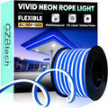 GZBtech Flexible LED Neon Rope Lights 66FT,AC 110-120V Waterproof Strip Light, 120 LEDs/M Cuttable Connectable Neon Lighting for Indoor Outdoor Home Decor/Commercial Building Use-Blue 20M-Ruum Studio Home