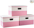 PRANDOM Large Collapsible Storage Bins with Lids [3-Pack] Fabric Foldable Storage Boxes Organizer Containers Baskets Cube with Cover for Home Bedroom Closet Office Pink&Cream(17.7x11.8x11.8)-Ruum Studio Home