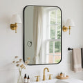 FARMER 24x36 Inch Black Bathroom Mirror, Rectangle Vanity Mirror, Brushed Mirrors for Wall, Metal Frame Hanging Mirror with Round Corner for Bedrooms, Entryways, Living Rooms, Horizontal/Vertical-Ruum Studio Home