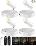 EZVALO Spot Lights Indoor,5500mAh Rechargeable Plants Spotlights with Remote,Wireless Mini Art Accent Spot Lights with Timer＆Dimmable, 3CCT, Uplights Indoor for Plants,Display,Artwork(4Pack-White)-Ruum Studio Home