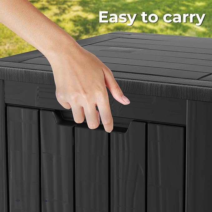 35 Gallon Outdoor Storage Box Waterproof Lockable Resin Deck Box Large, Patio Storage Bin for Pool Accessories Cushion Furniture, Garden Tools, UV-Resistant Outside Delivery Black-Ruum Studio Home