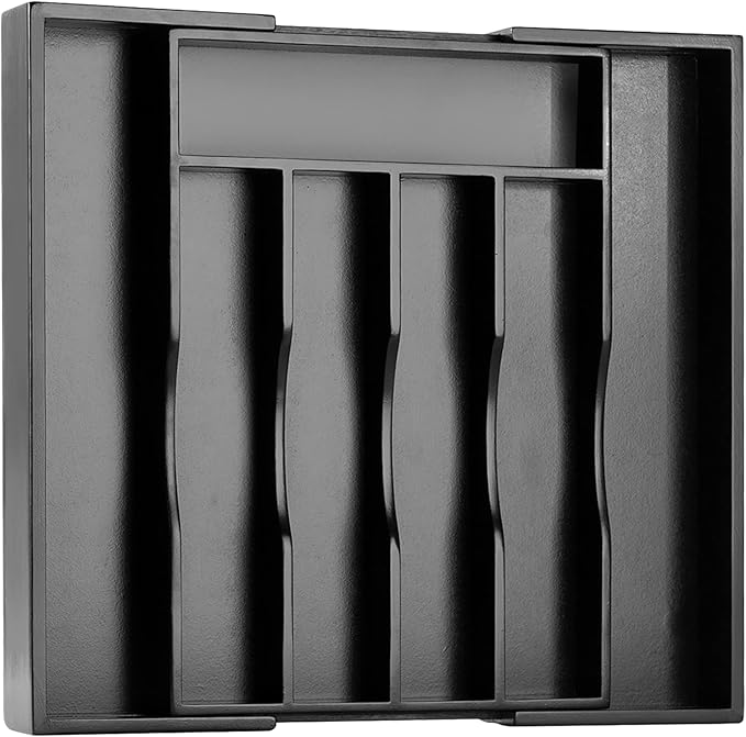Bellsal Black Silverware Organizer Kitchen Drawer Organizer Expandable Bamboo Utensil Holder Cutlery Tray for Kitchen Utensil and Flatware Bedroom Office-Ruum Studio Home