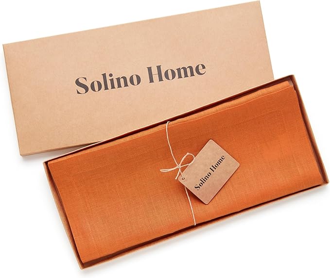 Solino Home Linen Pumpkin Table Runner 120 Inches Long - 100% Pure Linen 14 x 120 Inch Table Runner for Dining, Fall, Autumn, Halloween, Thanksgiving - Fete-Ruum Studio Home