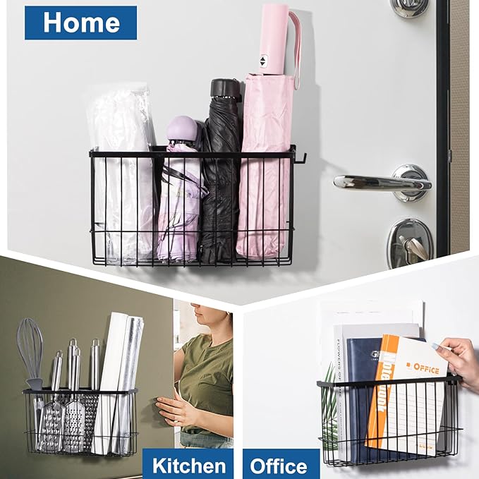 dedoot Magnetic Holder Locker Strong Black Mesh Holder Magnetic Basket Organizer Shelf Rack for Whiteboard,Fridge, Sponge, Recipe, Beverage ,Refrigerator ,Office File Foil,10.25x 3.6x 6 inches-Ruum Studio Home