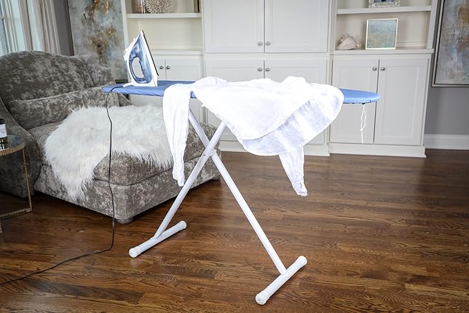 54" Full-Size Adjustable Ironing Board w/Thick Pad Cover, Leg Locking System, Foldable and Collapsible, Heavy-Duty Alloy Steel Construction, Space Saving Design - Blue-Ruum Studio Home