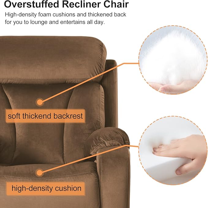 Power Lift Chair Recliners for Elderly, Modern Adult Power Lift Recliner, Velvet Upholstery Electric Lift Chair Recliner with Side Pocket for Living Room (Brown)-Ruum Studio Home