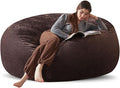 Bean Bag Chair 6Ft, Memory Foam Filled, Large Beanbag Chairs for Adults and Teens, Soft Sofa with Removable Flannel Cover, Round Couch for Living Room Bedroom College Dorm (Brown, 6FT-67×67"×24")-Ruum Studio Home