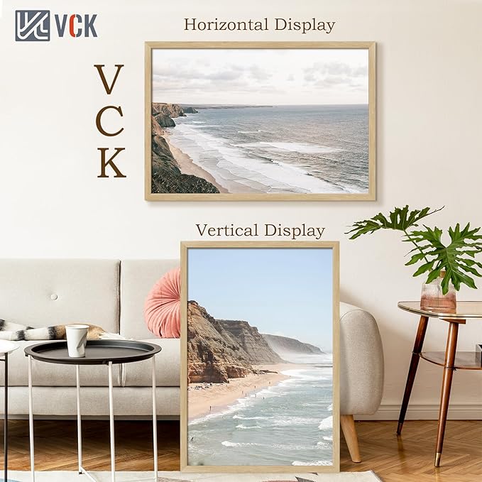 VCK 27x40 Oak Poster Frame 3 Pack, Natural Solid Wood Picture Frames, Wall Gallery Frame-Ruum Studio Home