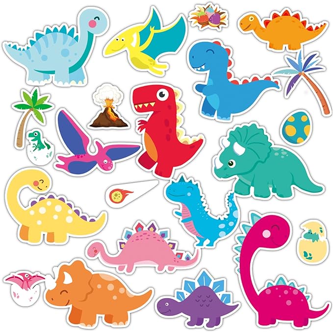 Window Clings Stickers for Kids Window Gel Clings Decals Thick Gel Clings Toddlers and Adults Classroom Home Nursery Airplane Birthday Party Supplies (Dinosaur)-Ruum Studio Home
