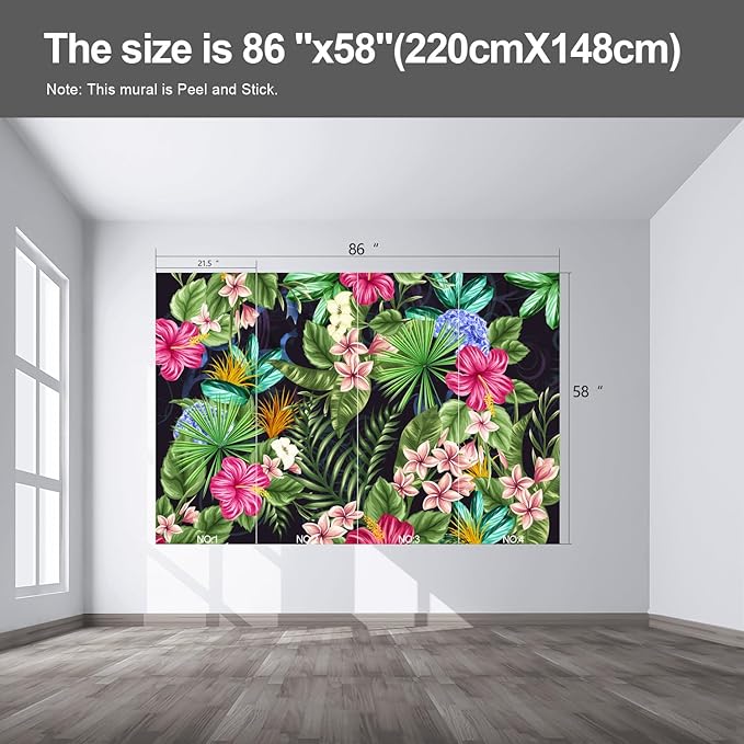 Floral Wall murals Peel and Stick Flowers Wallpaper for Bedroom Living Room - 58"x86"-Ruum Studio Home