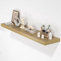 Floating Shelves for Wall, 48" W x 9.3" D x 1.5" H, Wooden Wall Mounted Display Shelves with Invisible Brackets for Living Room, Bedroom, Bathroom, Kitchen Decor and Storage, Set of 1, Oak-Ruum Studio Home