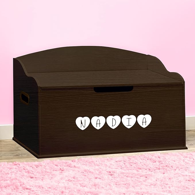 DIBSIES Personalized Creative Wonders Toy Box, Signature Series for Girls, 30 x 19.25 x 18 inches, Soft-Close Lid (Espresso)-Ruum Studio Home