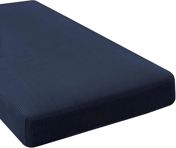 H.VERSAILTEX Super Stretch Individual Chaise Cover Sectional Couch Covers for L Shaped Sofa Both Left/Right Featuring Thick Jacquard Textured Twill Fabric (1 Piece Chaise Cover, Navy)-Ruum Studio Home