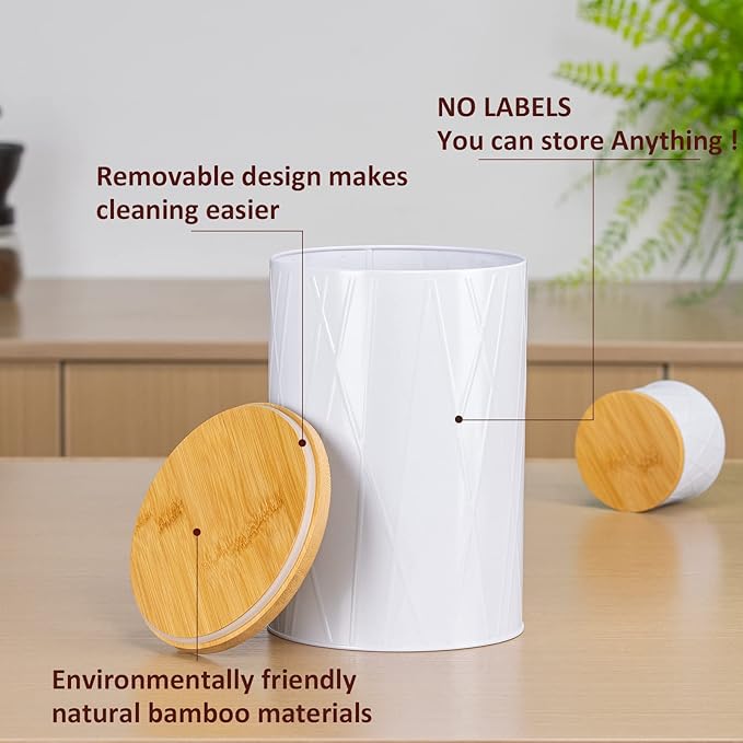 White Canister Sets for Kitchen Counter, Kitchen Canisters Set of 6, Flour and Sugar Containers, Coffee and Tea Storage, Modern Farmhouse Kitchen Decor-Ruum Studio Home