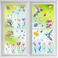 DC-BEAUTIFUL 116 PCS Spring Window Clings, 9 Sheets Double-Sided Hummingbird Butterfly Flower Easter Window Stickers, Reusable Static Floral Window Decals for Home School Office Party Decors-Ruum Studio Home
