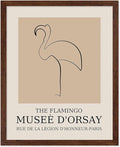 Poster Master Vintage Poster - Retro Minimalist Print - Gift for Artist, Housewarming - Flamingo, Line Drawing, Sketch, Abstract - Wall Decor for Living Room, Bedroom, 11x14 Brown Framed-Ruum Studio Home