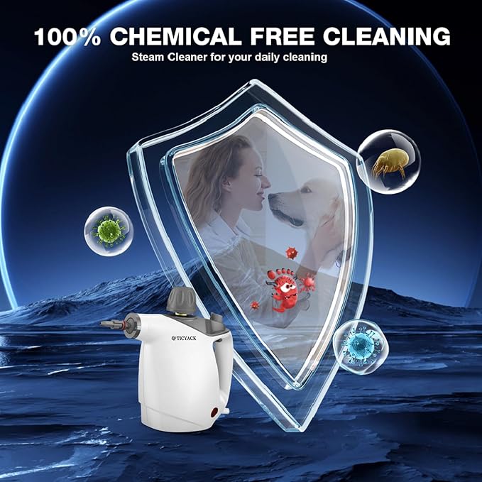 Handheld Steam Cleaner, Steam Cleaner with 16 PCS Accessory & Safety Lock, 500ML Large Capacity Natural Surface Steam for Cleaning, Multipurpose Steamer for Home, Car, Bathroom, Grease (White)-Ruum Studio Home