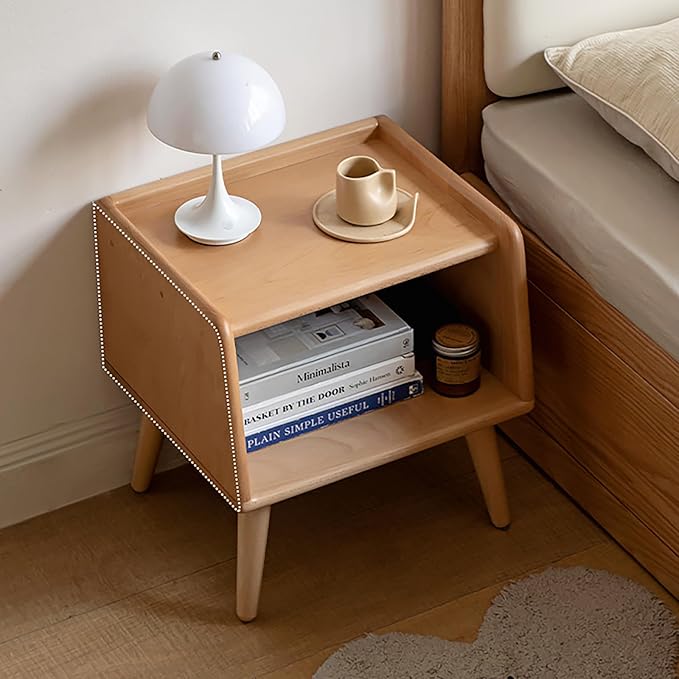 Bedside Table - 100% Solid Oak Wood Nightstand - Small Nightstand with Open Design - Small Side End Table for Bedroom Living Room, Easy Assembly (Natural Color)-Ruum Studio Home