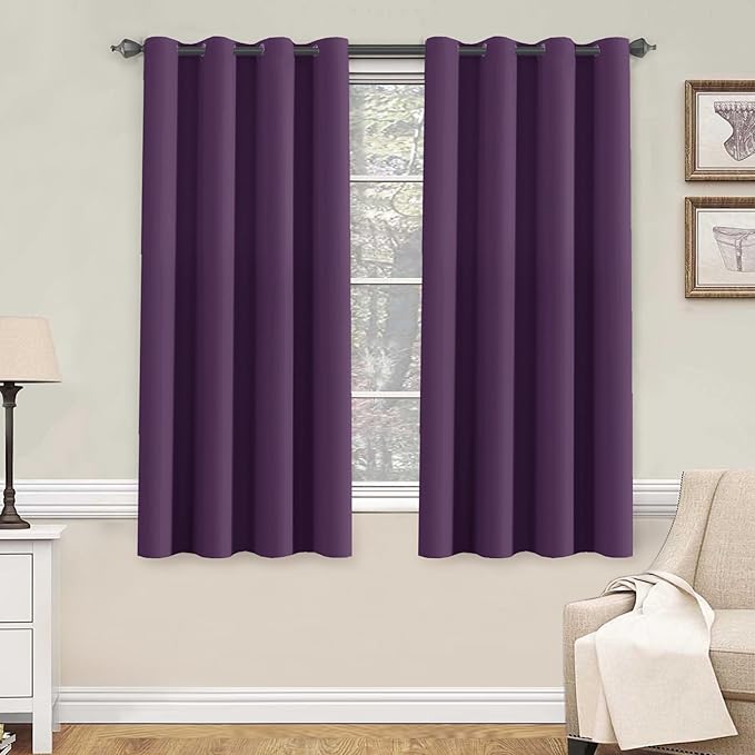 H.VERSAILTEX Window Treatment Blackout Thermal Insulated Room Darkening Solid Grommet Curtains/Drapes for Bedroom (Set of 2 Panels,52 by 63 Inch Long,Plum Purple)-Ruum Studio Home