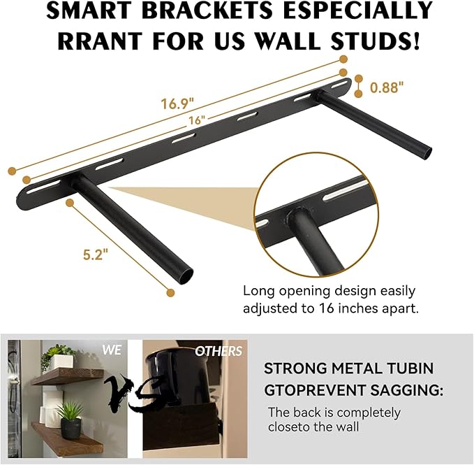 BGMG Wood Floating Shelves for Wall 24 inch Set of 2, Rustic Wooden Wall Mount Shelves for Bathroom Living Room Bedroom Kitchen Farmhouse -24x 6.7 x1.25 inch- Walnut Color-Ruum Studio Home