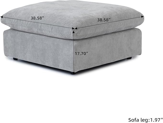 JACH Modular Ottoman Seater for Living Room, Cushion Covers Removable, Minimalist Comfy Footstool, Breathable Ottoman for Living Room Apartment (Light Grey)-Ruum Studio Home