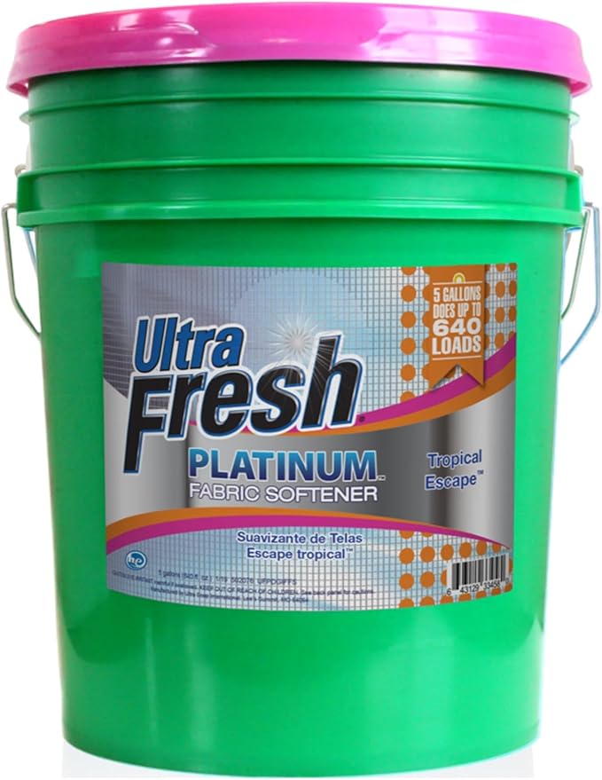 Ultra Fresh 5 Gallon Platinum Fabric Softener for All Machine Types, Liquid Laundry Softener, Up to 640 Loads, Tropical Escape-Ruum Studio Home