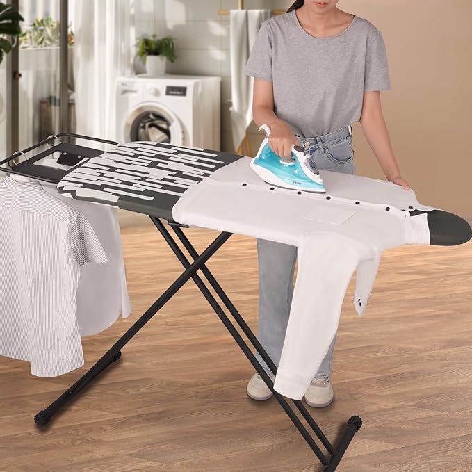 Extra Large Ironing Board with Large Hang Rail and Iron Rest in 63" L x 20" W (with Iron Rest)-Ruum Studio Home