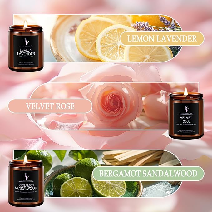 Scented Candles Set, Soy Wax Candles 6 Pack 42 Oz Aromatherapy Candles Gift Set for Women Men (Sage/Vanilla/Lemon/Sandalwood/Mint/Rose-Ruum Studio Home