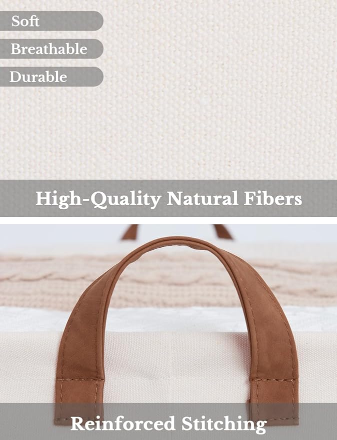 StorageWorks Storage Bins, Fabric Storage Bins for Shelves, Storage Baskets with Metal Frame, Closet Baskets and Bins with Handles, Natural Color, 2-Pack-Ruum Studio Home