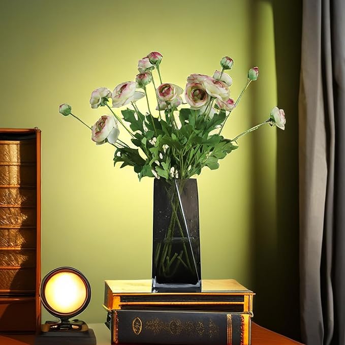 Artificial Silk Flowers Persian Buttercup Bicolor Ranunculus Flower 5 Pcs,Suitable for core Decoration,Wedding Floral Creation,Flower Arrangement DIY Project,Interior Decor（Green）-Ruum Studio Home