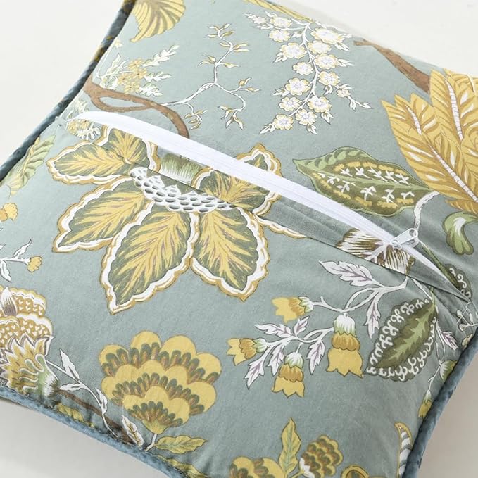NEWLAKE Bohemian Floral Style Cotton Throw Pillow Covers with Real Stitched Embroidery (2 Pieces, 18X18 Inch)-Ruum Studio Home