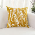 HWY 50 Yellow Decorative Throw Pillow Covers 18x18 Inch (1 Piece), Embroidered Cotton Farmhouse Cushion Cover Pillow Case for Sofa Couch Living Room Bed, Texture-Ruum Studio Home