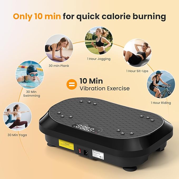 Vibration Plate Exercise Machine with Magnetic Acupoints, Lymphatic Drainage Vibrating Plate with 9 Modes & 120 Adjustable Speeds, 400 Lbs Capacity Whole Body Vibration Platform for Women Men-Ruum Studio Home