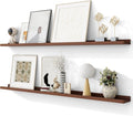 Solid Ash Wood Picture Ledge Shelf, Floating Shelves Set of 2, 56 Inch Long Large Ledge Shelves, Nursery Book Shelves Wall Mounted for Living Room Bedroom Kitchen Decor Kids Bookshelf, Walnut-Ruum Studio Home