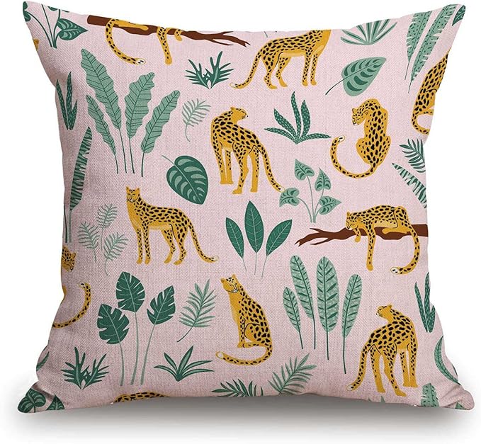 TSSOHU Vintage Cheetah Throw Pillow Cover Patio Furniture Leopard Decorative Cushion Cases Home Décor for Couch Bed Sofa 18x18 Inch-Ruum Studio Home