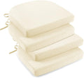downluxe Indoor Chair Cushions for Dining Chairs, Soft and Comfortable Textured Foam Kitchen Chair Pads with Ties and Non-Slip Backing, 16" x 16" x 2", Beige, 4 Pack-Ruum Studio Home