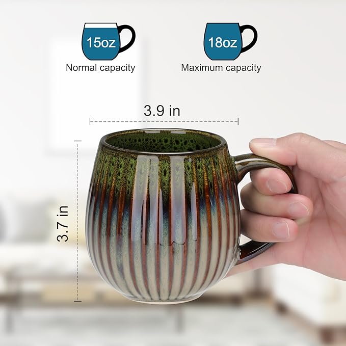 CosyCorner Ceramic Coffee Mugs, 17 oz Large Coffee Cups, Couple Coffee Mugs Set with Gift Box (A&B)-Ruum Studio Home