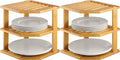2-Pack Plate Organizer for Cabinet - Bamboo Corner Shelf for Kitchen or Bathroom Storage, Space-Saving Rack for Dishes, Countertop, Cabinet, Pantry - Organization & Housewarming Gift-Ruum Studio Home
