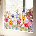 Colorful Flower Garden Window Clings, Wildflower Grass Lily Peony Poppy Floral Window Decals-Ruum Studio Home