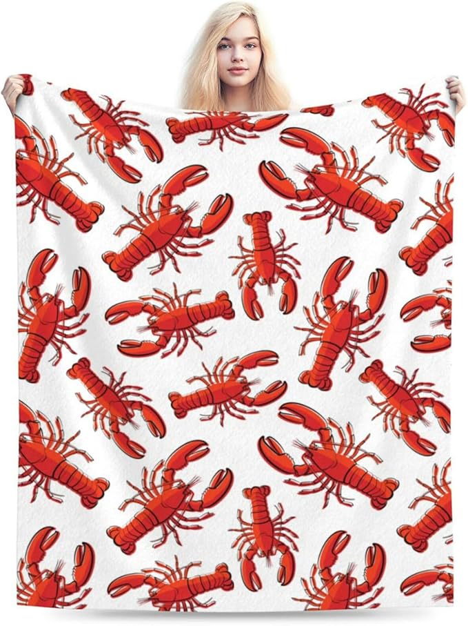 HGOD DESIGNS Red Lobster Fleece Throw Blanket Ultra Soft Cozy Blooming Decorative Flannel Blanket All Season for Home Couch Bed Chair Travel 40x50in-Ruum Studio Home