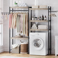 CABIHOME 5-Tier Over-The-Washer Shelf - Adjustable Height Laundry Organizer Space Saver, Double-Layer 100lb Shelves, 2 Hooks for Bathroom/Balcony (Grey & Black)-Ruum Studio Home