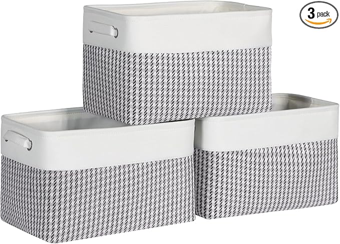 Kntiwiwo Foldable Storage Bins 15" x 10" x 9.5" Fabric Storage Basket Cube with Handles Large Linen Closet Organizer Bins for Organizing Shelf Home, Set of 3, Houndstooth-Ruum Studio Home