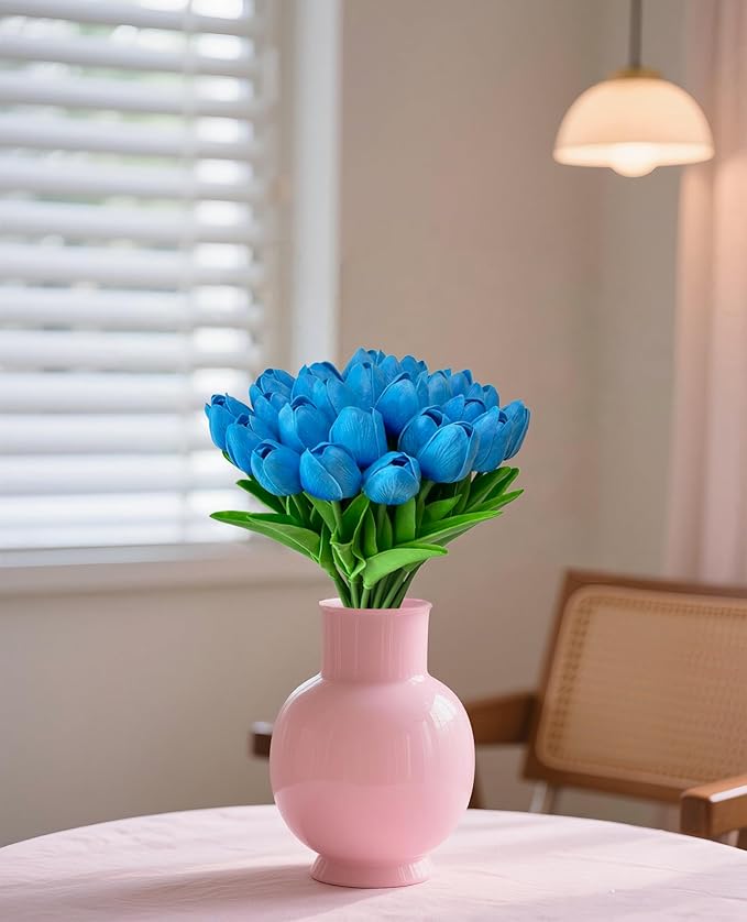 Fake Flowers Tulips Artificial PU Flower 15 Stems Real Touch Faux Tulips Flowers Mother's Day Easter Valentine’S Day Gifts in Home Kitchen Wedding Dining Table Decorations-Ruum Studio Home